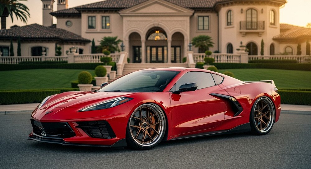Apple Red Wrapped Corvette C8 For Sale