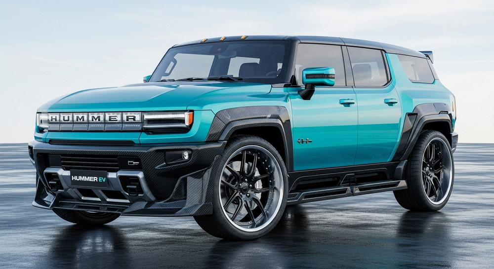 Teal Metallic Wrapped Hummer EV For Sale