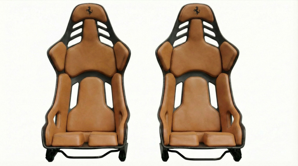 Ferrari Cuoio Tan Leather Recaro Podium Carbon Fiber Seats