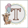 Baby Giraffe Font Applique - T - Embroidery Designs