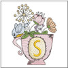 Floral Finch Teacup -S -Embroidery Designs