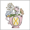 Floral Finch Teacup -X -Embroidery Designs