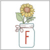 Sunflower Mason Jar ABCs - F - Embroidery Designs