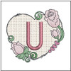 Heart Monogram  ABCs - U - Fits a 4x4" Hoop - Machine Embroidery Designs