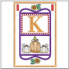 Fall Folk ABCs Bunting - K - Fits a   5x7"Hoop - Machine Embroidery Designs