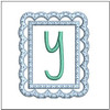Scalloped ABCs Charm Y - Fits a 4x4" Hoop Embroidery Designs