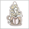 Coffee ABCs Charm - P - Fits a 4x4" Hoop Embroidery Designs