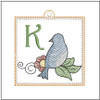 Bluebird ABC's Charm - K - Embroidery Designs & Patterns