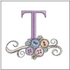 Buttons ABCs - T - Fits a 4x4" Hoop, Machine Embroidery Pattern,