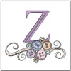 Buttons ABCs -Z- Fits a 4x4" Hoop, Machine Embroidery Pattern,