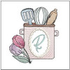 Kitchen Utensils ABCs -R- Fits a 4x4" Hoop, Machine Embroidery Pattern,