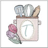 Kitchen Utensils ABCs -T- Fits a 4x4" Hoop, Machine Embroidery Pattern,