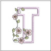 Cherry Blossoms Applique ABCs - T- Fits a 4x4" Hoop, Machine Embroidery Pattern,