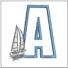 Sail  ABCs - A  Fits a 4x4" Hoop, Machine Embroidery Pattern, 
