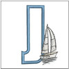 Sail ABCs - J 4x4" Hoop, Machine Embroidery Pattern,