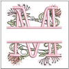 Floral Split Monogram ABCS - M- Fits a 4x4" Hoop, Machine Embroidery Pattern,