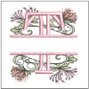 Floral Split Monogram ABCS - T- Fits a 4x4" Hoop, Machine Embroidery Pattern,