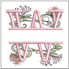 Floral Split Monogram ABCS - W  Fits a 4x4" Hoop, Machine Embroidery Pattern,