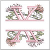 Floral Split Monogram ABCS - X  Fits a 4x4" Hoop, Machine Embroidery Pattern,