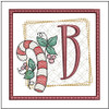 Candy Cane Coaster ABCs - B- Fits a 4x4" Hoop, Machine Embroidery Pattern,