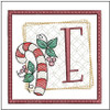 Candy Cane Coaster ABCs - E - Fits a 4x4" Hoop, Machine Embroidery Pattern,