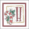 Candy Cane Coaster ABCs - H - Fits a 4x4" Hoop, Machine Embroidery Pattern,