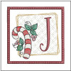 Candy Cane Coaster ABCs - J - Fits a 4x4" Hoop, Machine Embroidery Pattern,