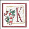 Candy Cane Coaster ABCs - K - Fits a 4x4" Hoop, Machine Embroidery Pattern,