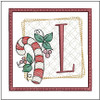 Candy Cane Coaster ABCs - L - Fits a 4x4" Hoop, Machine Embroidery Pattern,