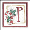 Candy Cane Coaster ABCs - P- Fits a 4x4" Hoop, Machine Embroidery Pattern,