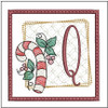 Candy Cane Coaster ABCs - Q- Fits a 4x4" Hoop, Machine Embroidery Pattern,