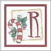 Candy Cane Coaster ABCs - R- Fits a 4x4" Hoop, Machine Embroidery Pattern,