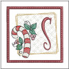 Candy Cane Coaster ABCs - S- Fits a 4x4" Hoop, Machine Embroidery Pattern,