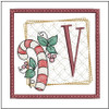 Candy Cane Coaster ABCs - V - Fits a 4x4" Hoop, Machine Embroidery Pattern,