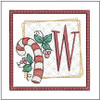 Candy Cane Coaster ABCs - W - Fits a 4x4" Hoop, Machine Embroidery Pattern,