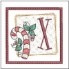 Candy Cane Coaster ABCs - X - Fits a 4x4" Hoop, Machine Embroidery Pattern,