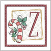 Candy Cane Coaster ABCs - Z - Fits a 4x4" Hoop, Machine Embroidery Pattern,