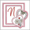 Daisy Hearts ABCs Coaster - N - Fits a 4x4" Hoop, Machine Embroidery Pattern,