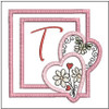 Daisy Hearts ABCs Coaster - T - Fits a 4x4" Hoop, Machine Embroidery Pattern,