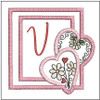 Daisy Hearts ABCs Coaster - V - Fits a 4x4" Hoop, Machine Embroidery Pattern,
