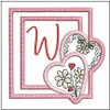 Daisy Hearts ABCs Coaster - W - Fits a 4x4" Hoop, Machine Embroidery Pattern,