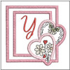 Daisy Hearts ABCs Coaster - Y - Fits a 4x4" Hoop, Machine Embroidery Pattern,