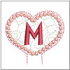 Floral Heart Pencil Topper ABCs - M - Embroidery Designs & Patterns