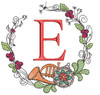 French Horn Wreath E Font - Embroidery Designs