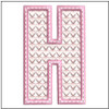 Hearts ABCs - H- Fits a 4x4" Hoop - Instant Downloadable Machine Embroidery - Light Fill Stitch