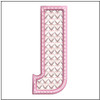 Hearts ABCs - J- Fits a 4x4" Hoop - Instant Downloadable Machine Embroidery - Light Fill Stitch