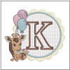 Baby Giraffe Font Applique - K - Embroidery Designs