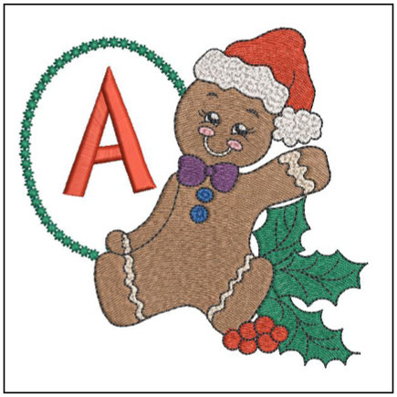 Gingerbread Man ABC's A Embroidery Designs
