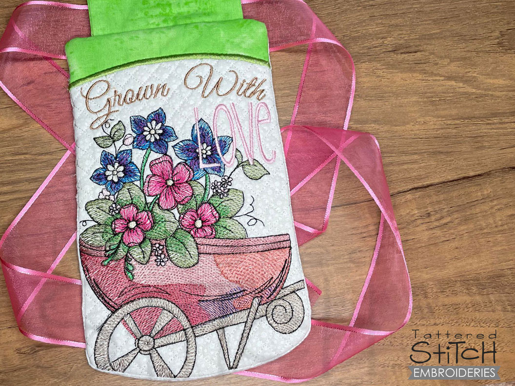 Grown with Love Garden Flag Embroidery Designs & Patterns