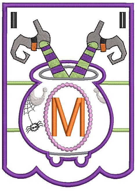 Cauldron Bunting Alphabet Letter M Embroidery Design